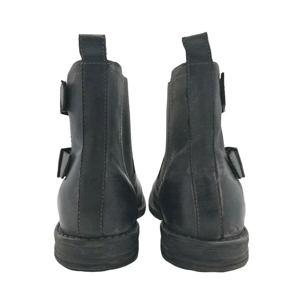 Roan By Bed Stu Cynan Boots Mens 12 Gray Leather Chelsea Buckle Ankle Boots
